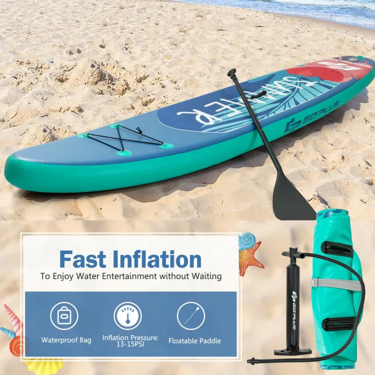 10 Feet Inflatable Stand Up Paddle Board with Backpack Leash Aluminum Paddle