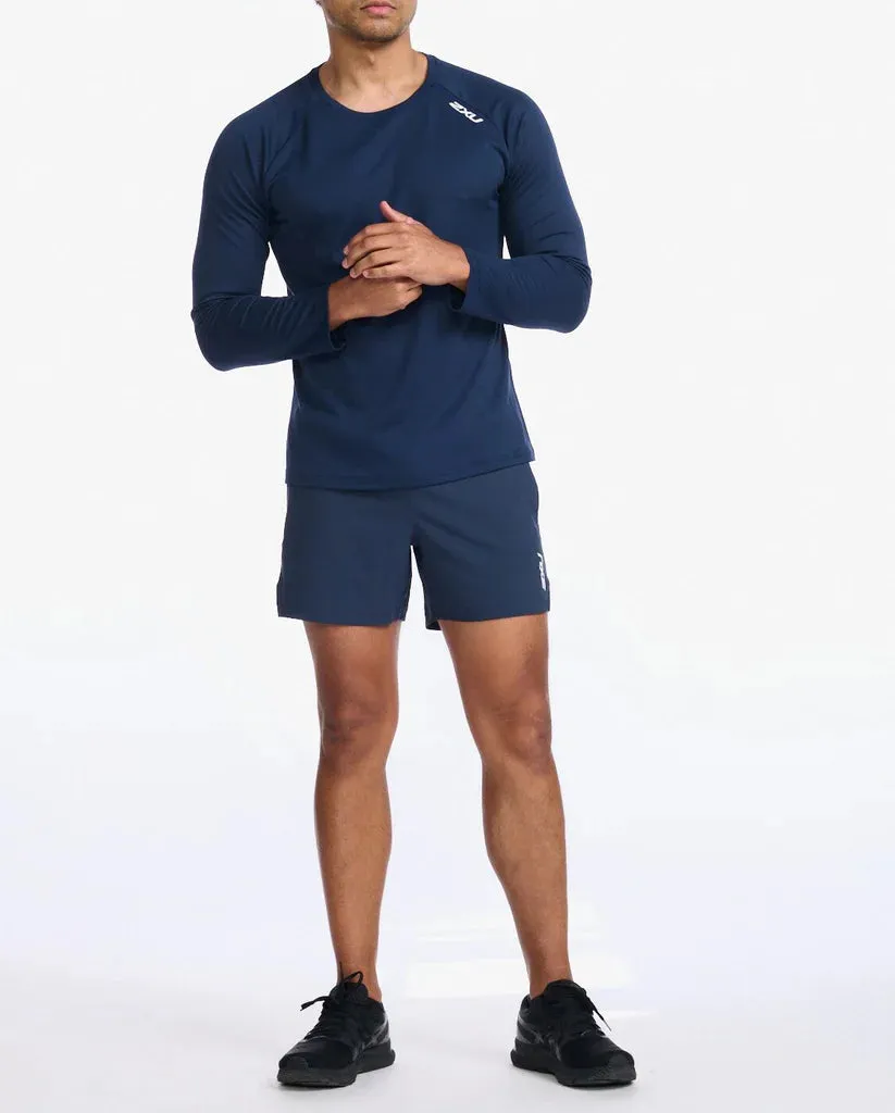 2XU Mens Aspire Long Sleeve Top - Midnight/White