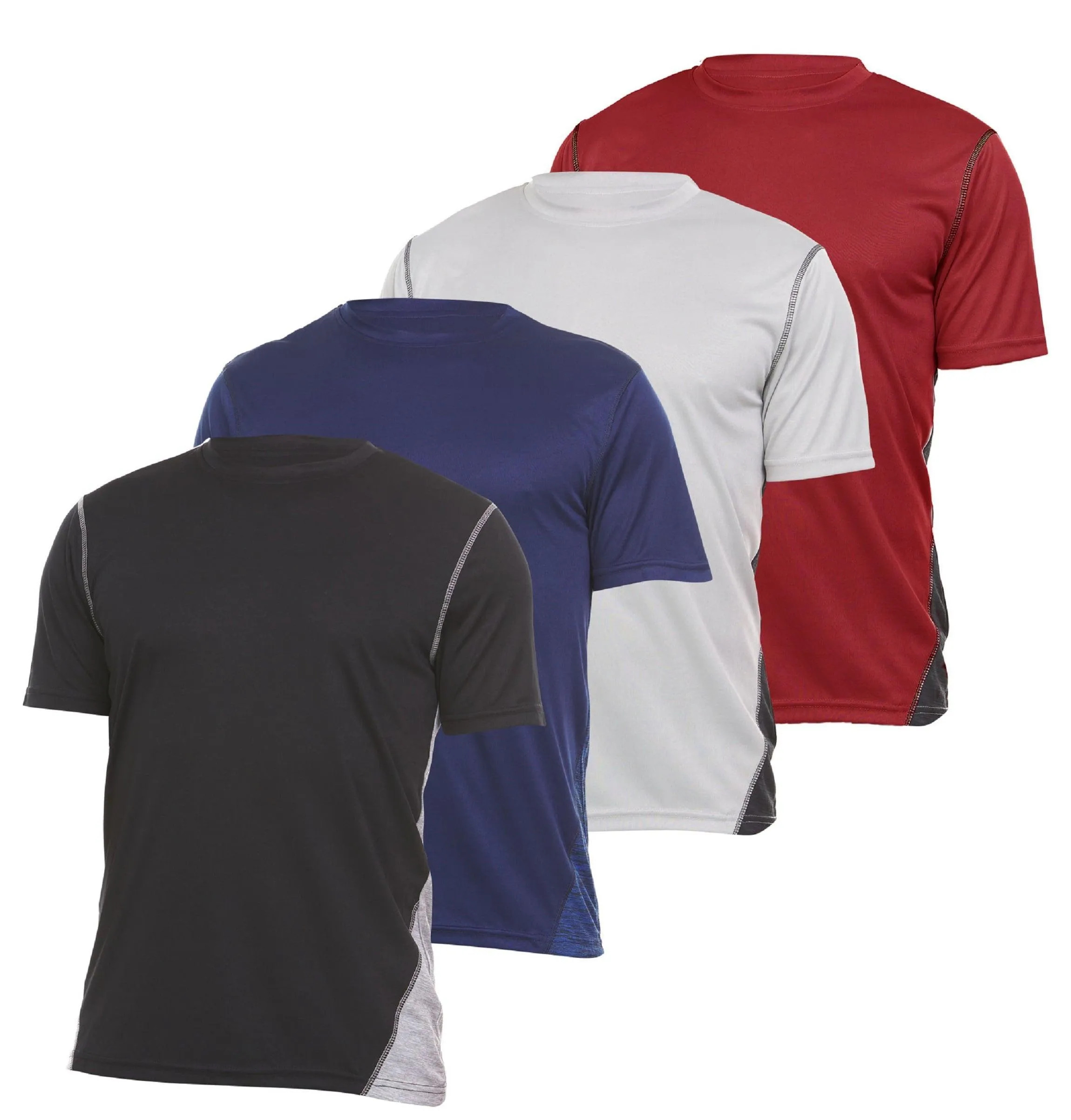 4 Pack: Daresay Mens Dri Fit Shirts Moisture Wicking Tshirt For Men Gym Shirts For Men (up to Size 3X)