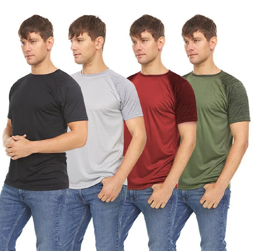 4 Pack: Daresay Mens Dri Fit Shirts Moisture Wicking Tshirt For Men Gym Shirts For Men (up to Size 3X)