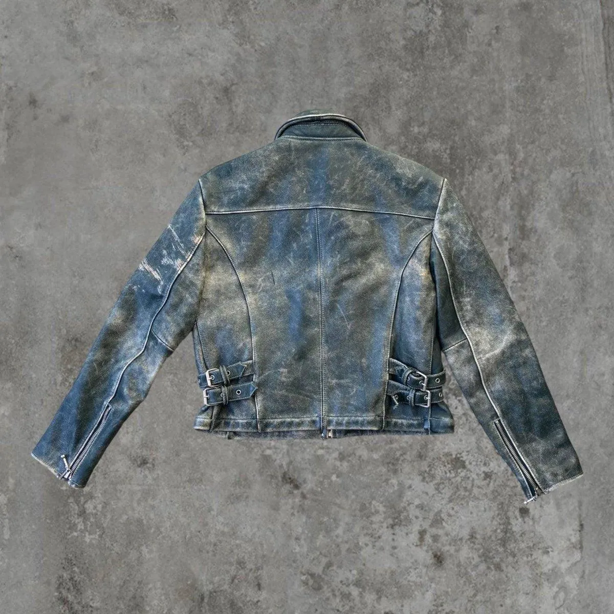 90'S ROCK N BLUE LEATHER JACKET - M