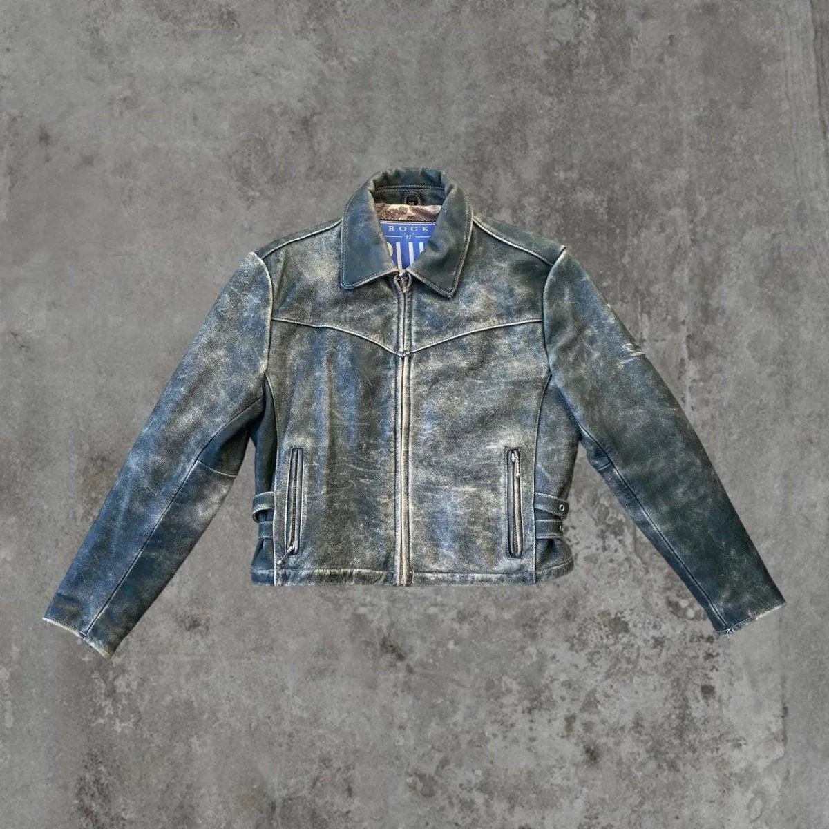 90'S ROCK N BLUE LEATHER JACKET - M