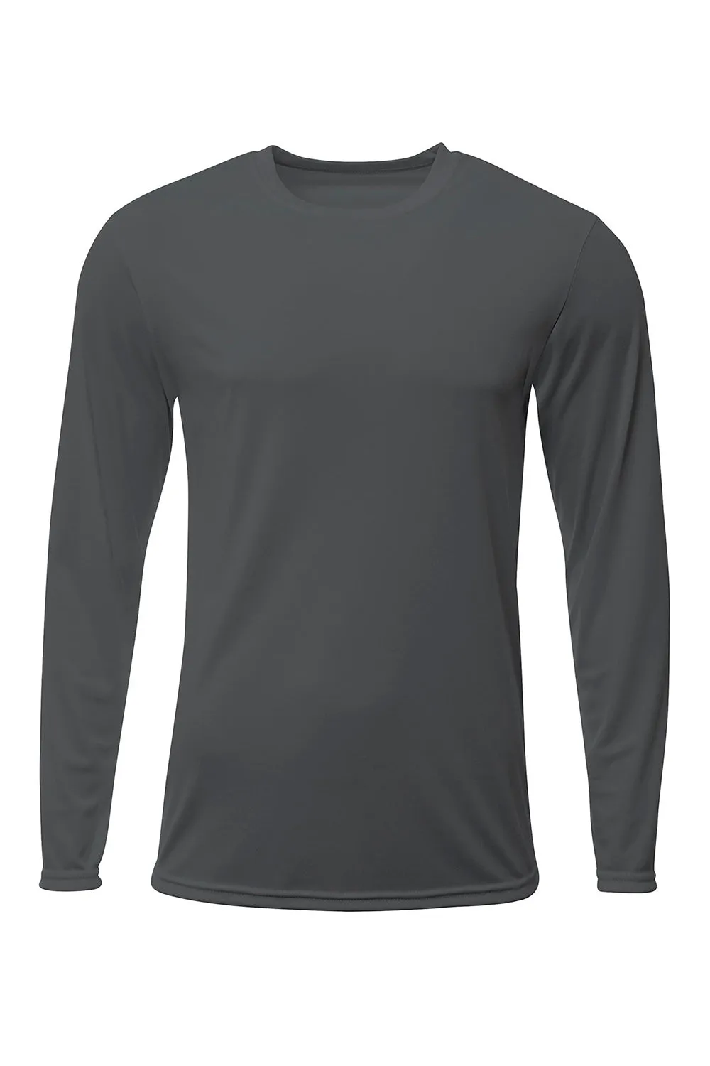 A4 Mens Sprint Moisture Wicking Long Sleeve Crewneck T-Shirt - Graphite Grey