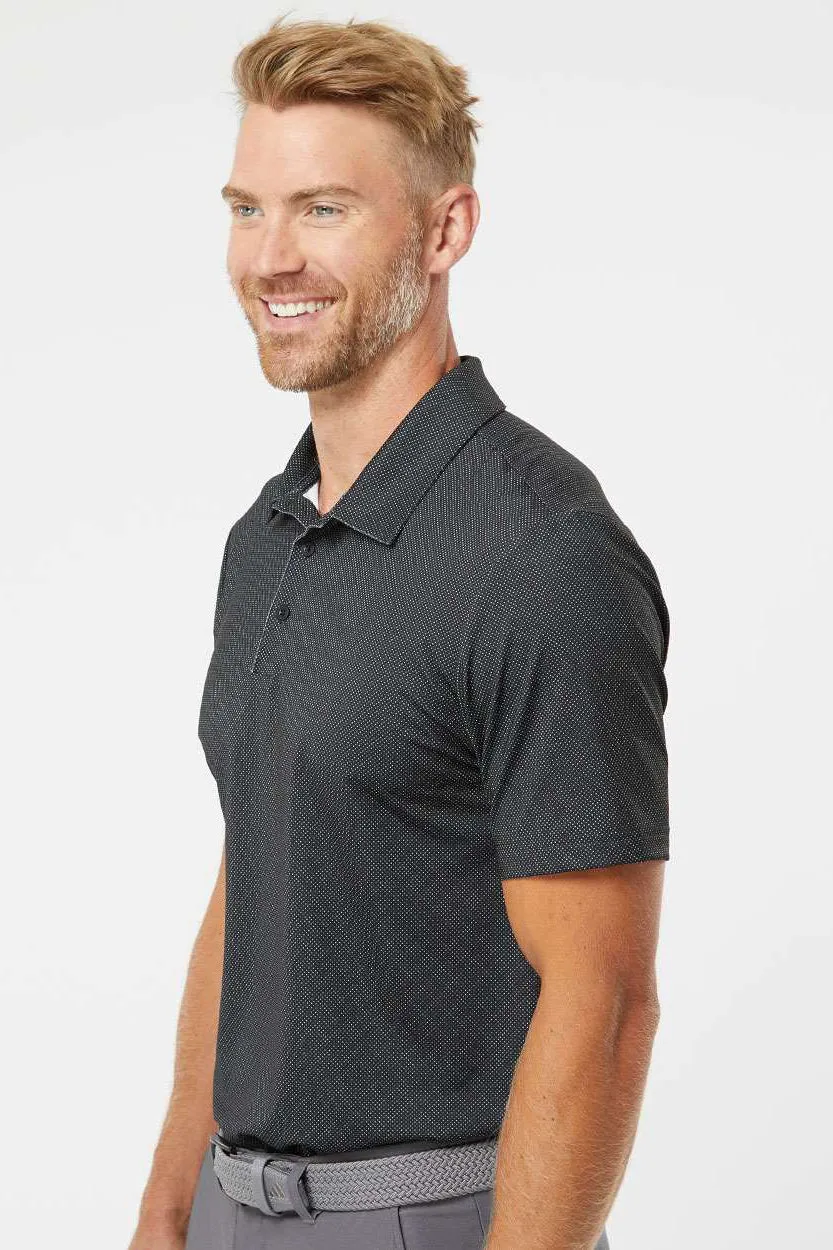 Adidas Mens Diamond Dot Moisture Wicking Short Sleeve Polo Shirt - Black