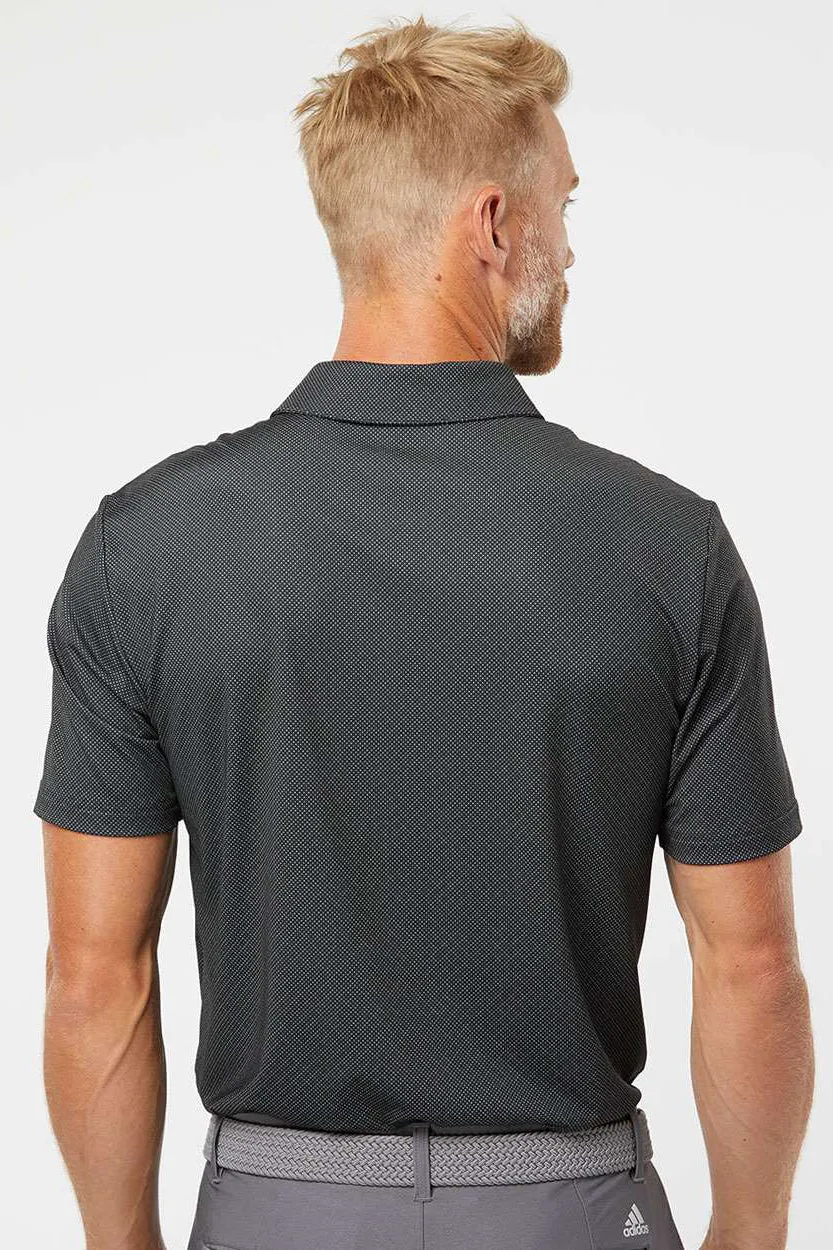 Adidas Mens Diamond Dot Moisture Wicking Short Sleeve Polo Shirt - Black