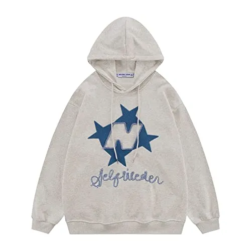 Aelfric Eden Y2k Hoodie Women Graphic Oversized Hoodies Star Embroidered Hoodied Sweatshirt Casual Vintage Pullover