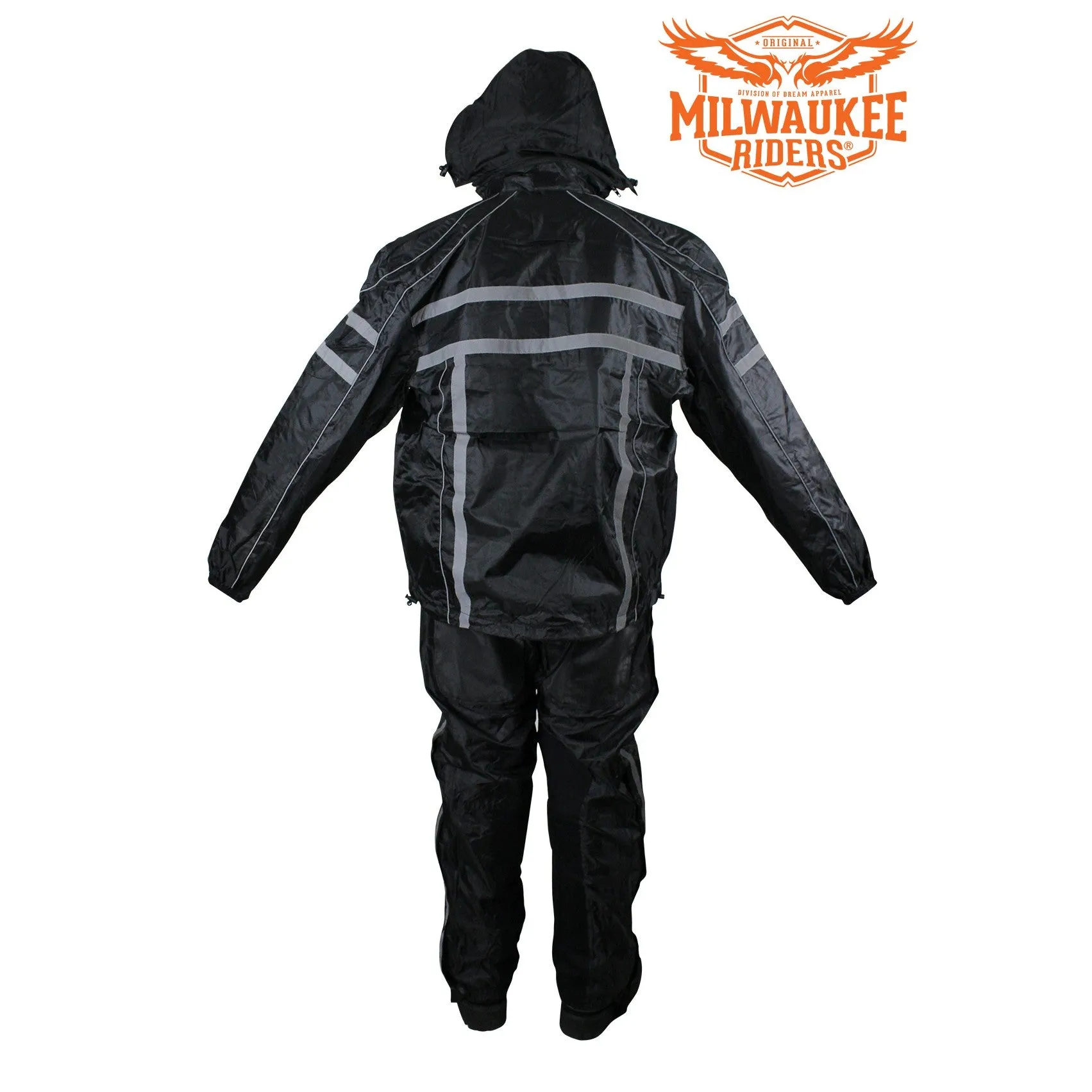 All Black Two-Piece Textile Rain Suit By Milwaukee Riders®