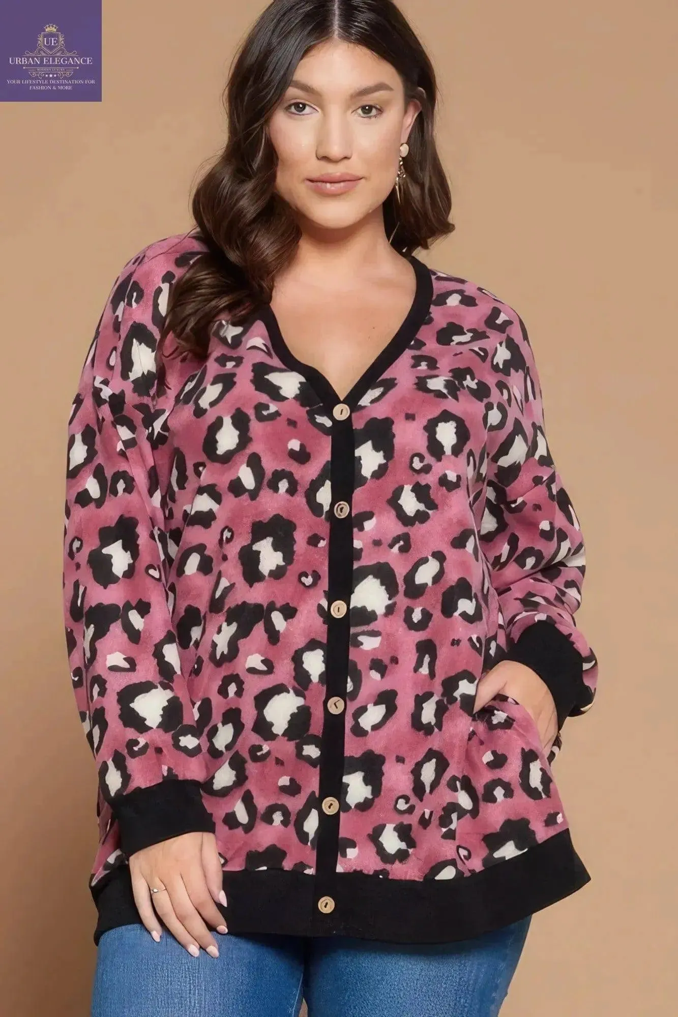 Animal Print Plus Size Cozy Cardigan