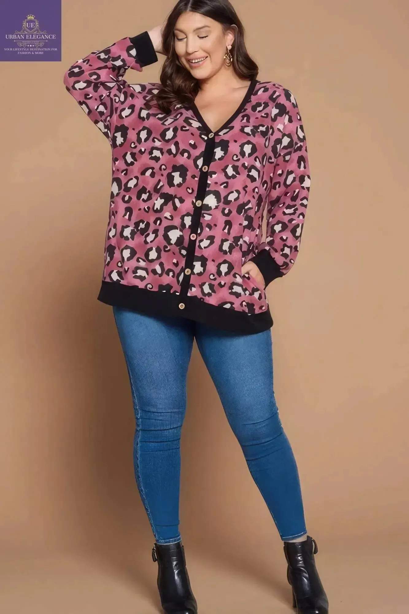 Animal Print Plus Size Cozy Cardigan