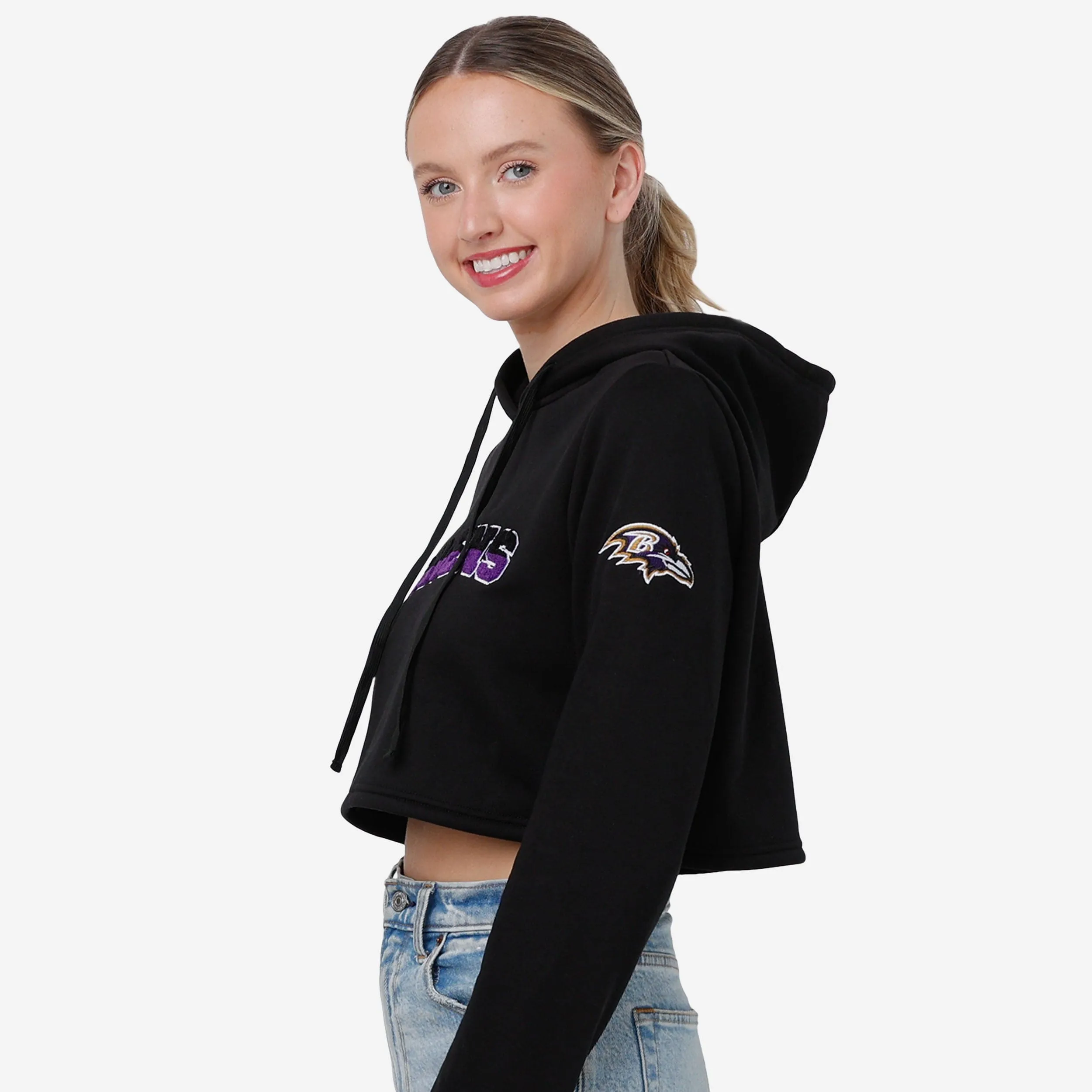 Baltimore Ravens Womens Cropped Chenille Hoodie