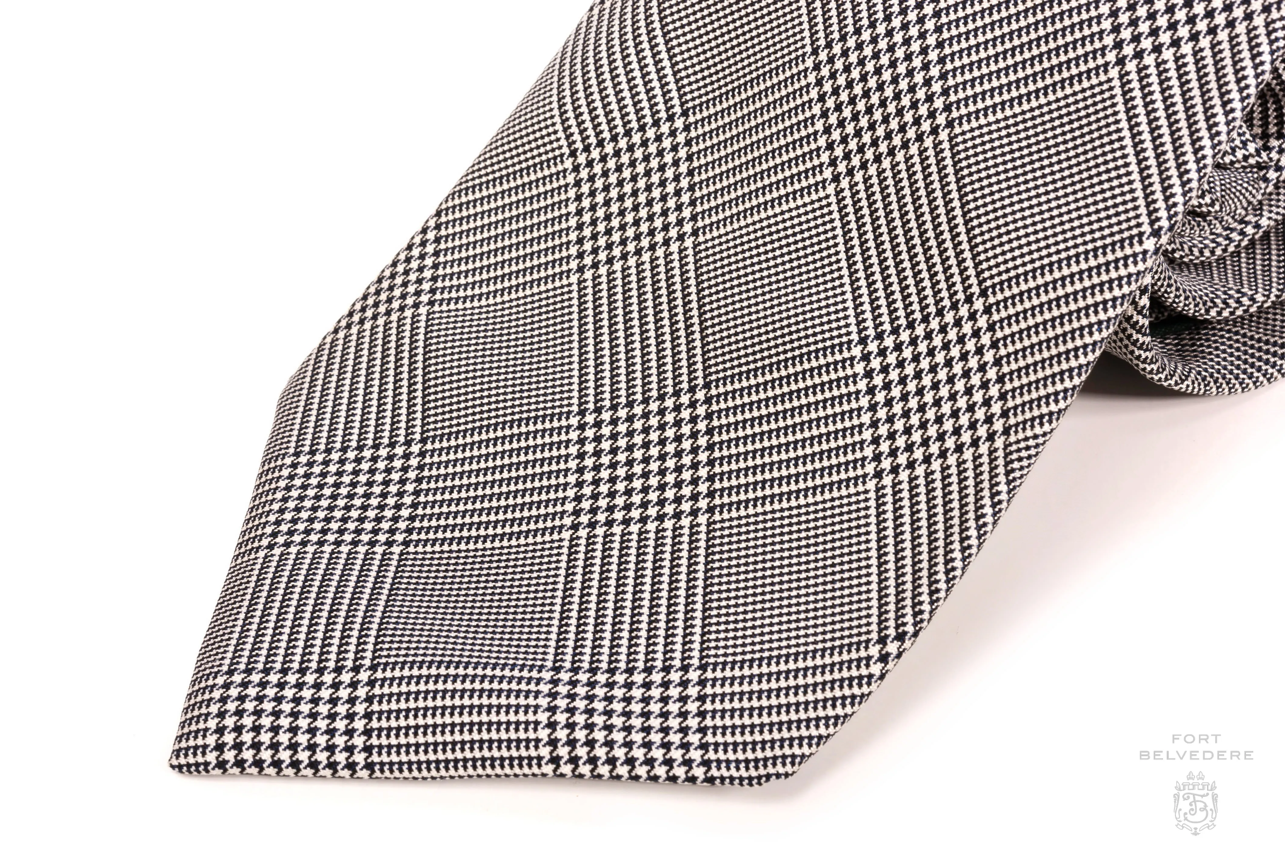 Black & White Prince of Wales Check Silk Tie