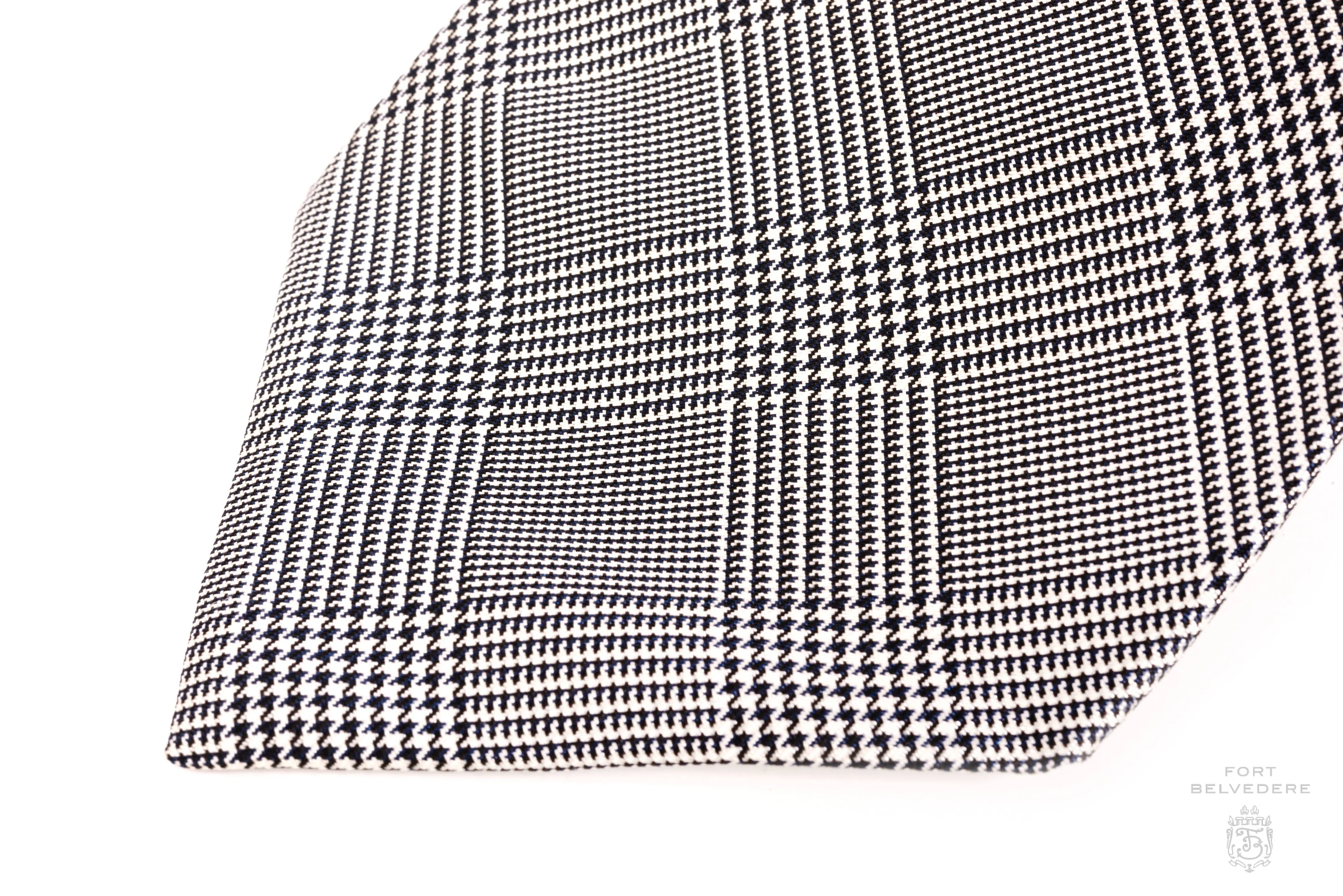 Black & White Prince of Wales Check Silk Tie