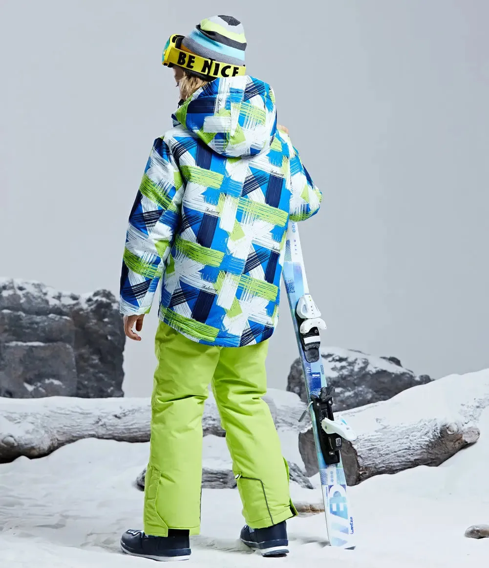 Boys Windproof Waterproof Ski Jacket and Pants Set