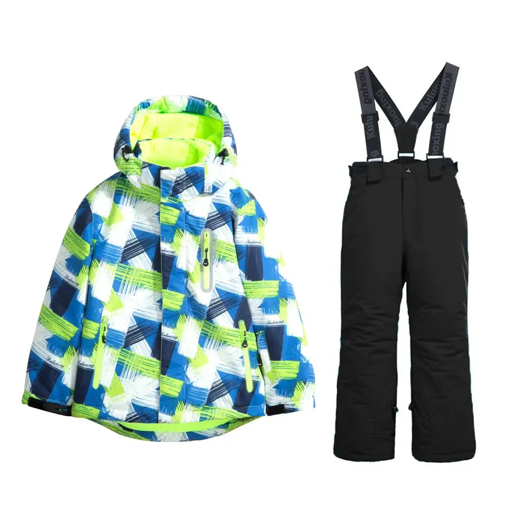 Boys Windproof Waterproof Ski Jacket and Pants Set