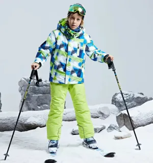 Boys Windproof Waterproof Ski Jacket and Pants Set