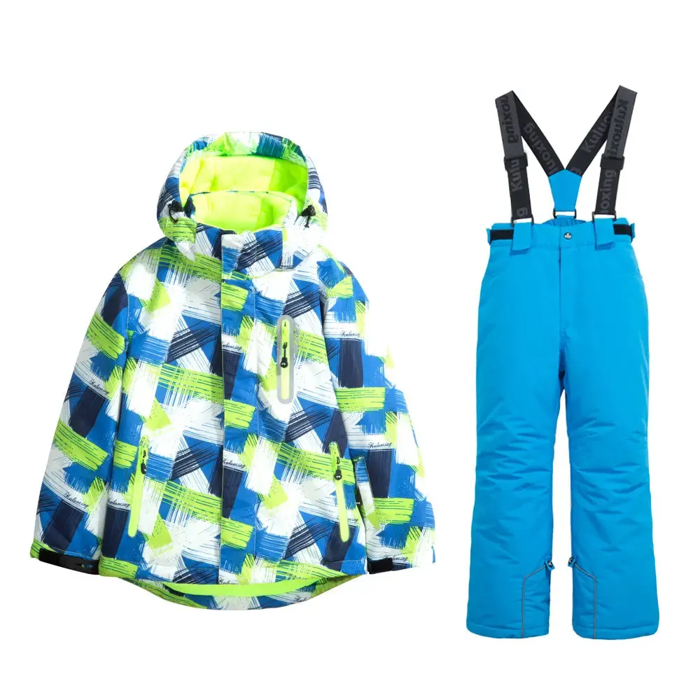 Boys Windproof Waterproof Ski Jacket and Pants Set