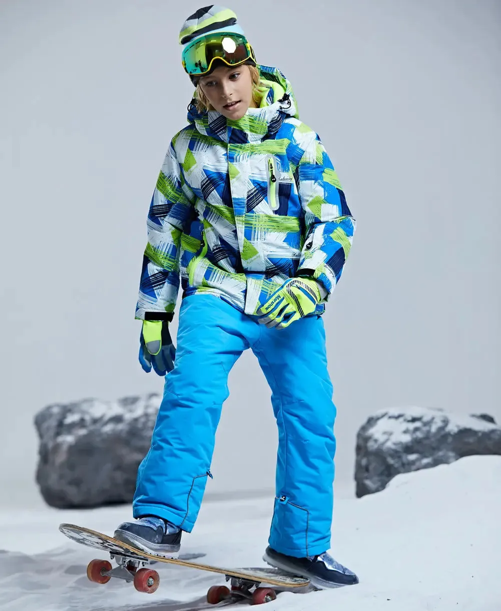 Boys Windproof Waterproof Ski Jacket and Pants Set