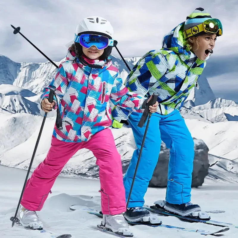 Boys Windproof Waterproof Ski Jacket and Pants Set