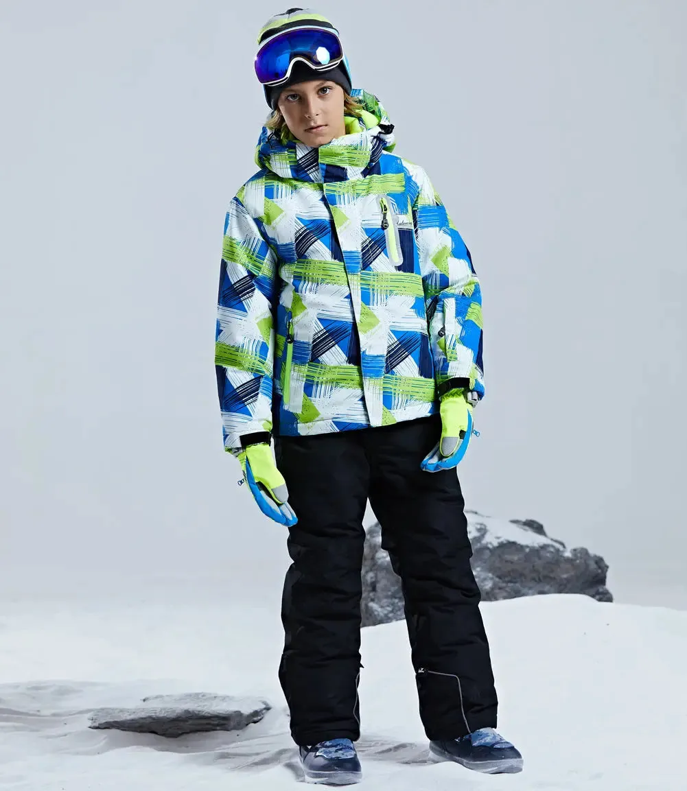 Boys Windproof Waterproof Ski Jacket and Pants Set