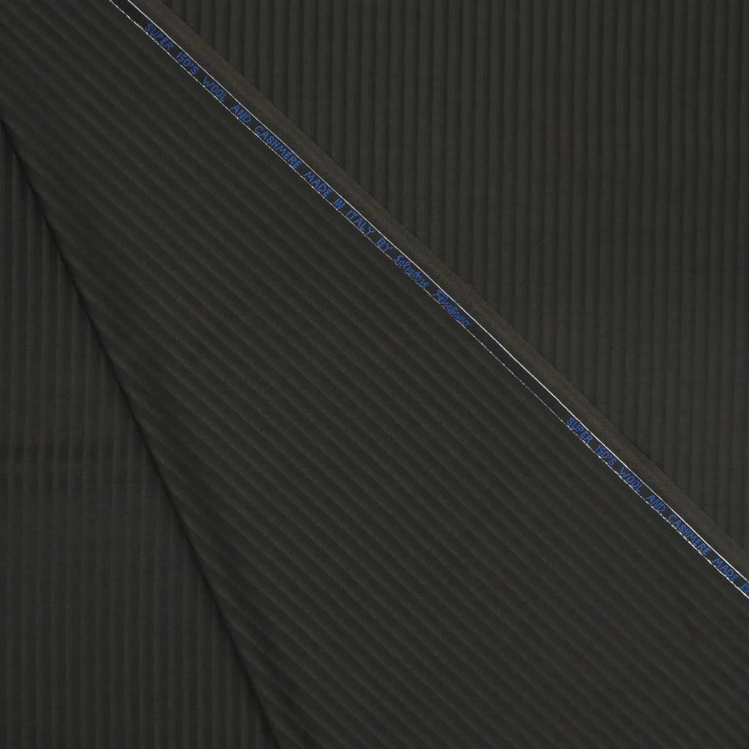 Brown Striped Suiting Fabric Super 150's Wool and Cashmere Suiting Fabric