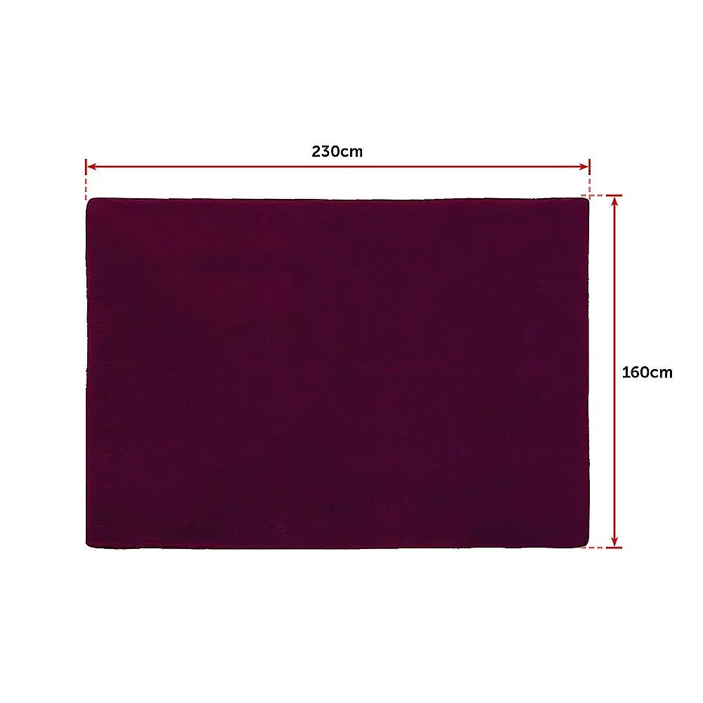 Burgundy Shaggy Rug 230x160cm, Non-Slip Polyester, 3 Layers