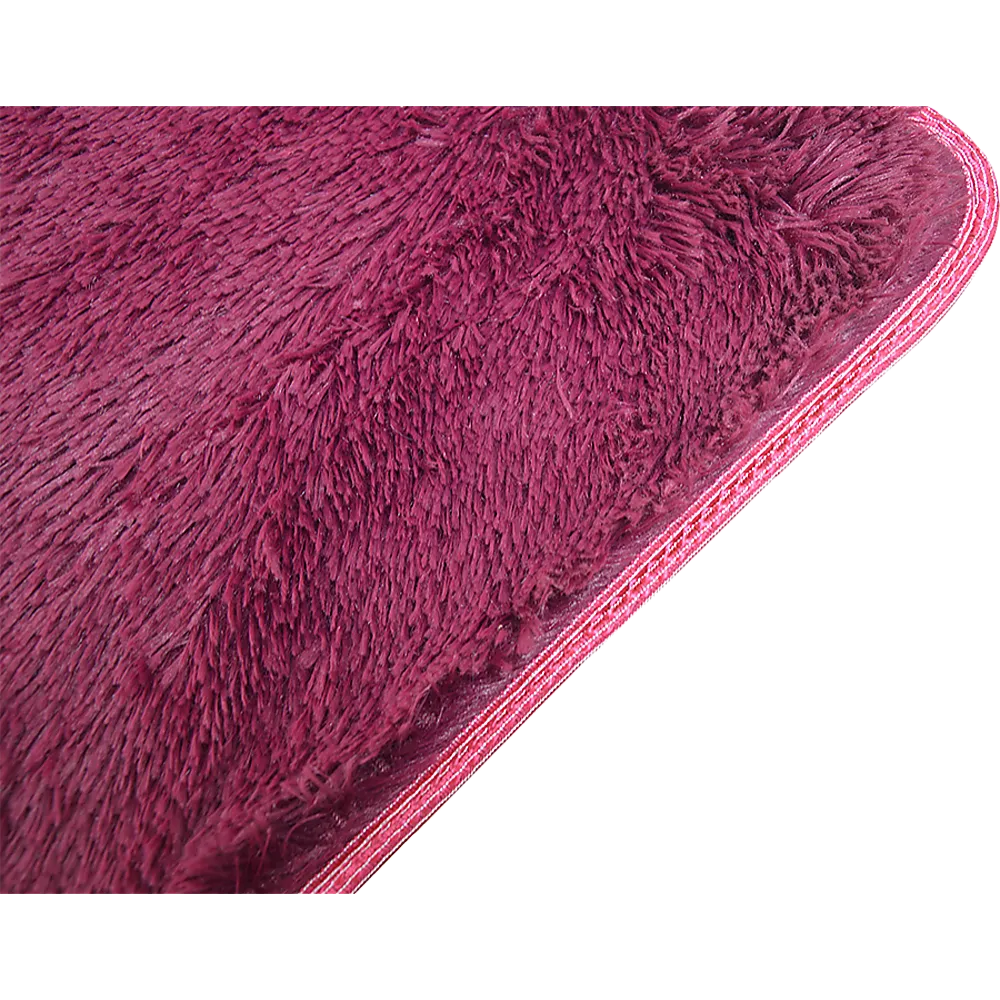 Burgundy Shaggy Rug 230x160cm, Non-Slip Polyester, 3 Layers