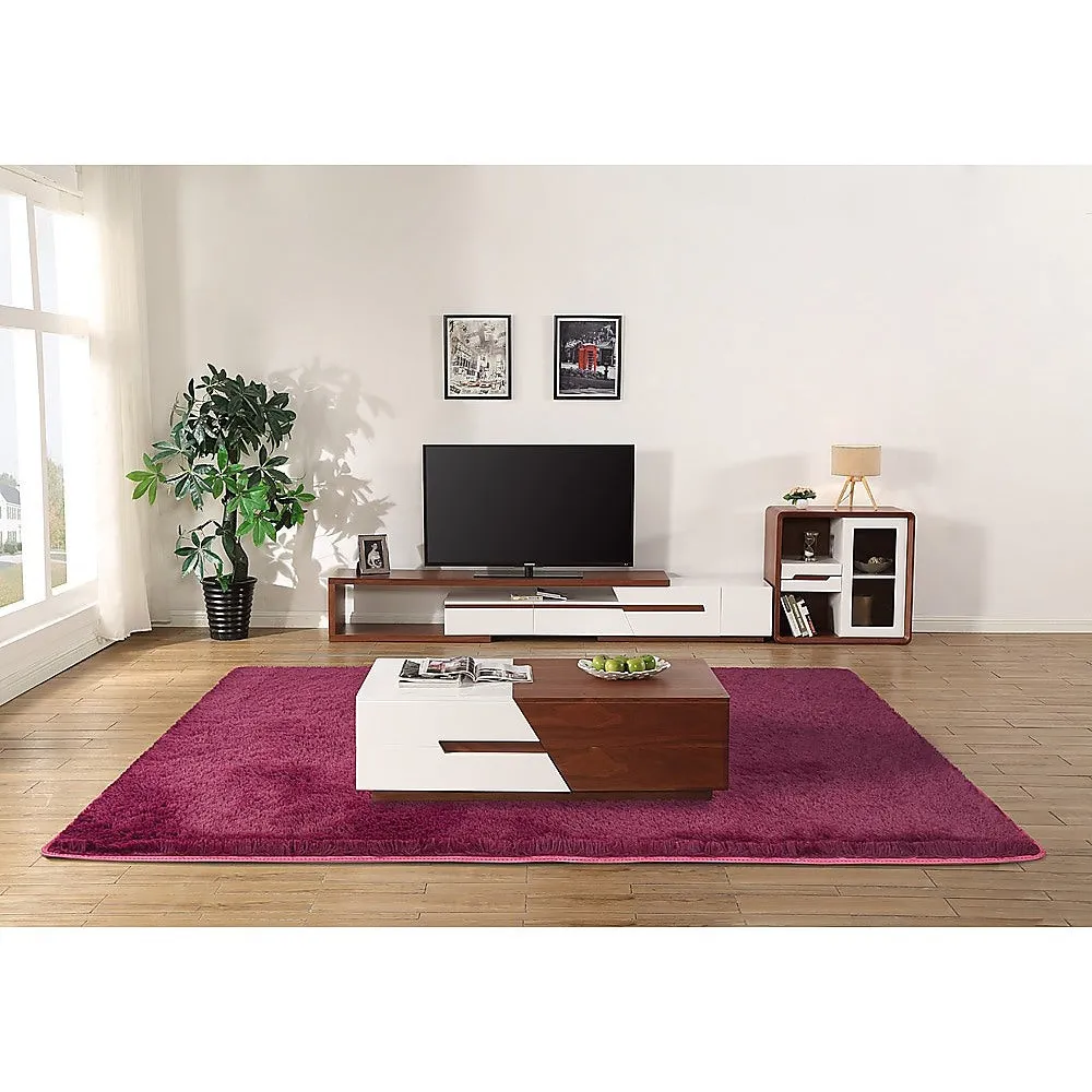 Burgundy Shaggy Rug 230x160cm, Non-Slip Polyester, 3 Layers