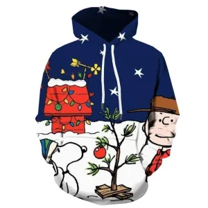 Christmas Hoodie Men Star 3d Printed Snow Sweatshirt Printed Animal Hoody Anime