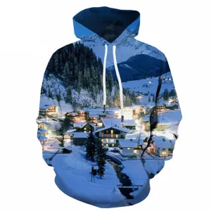 Christmas Sweatshirts men Snow Hooded Casual Tree 3d Printed New Year Sweatshirt Printed