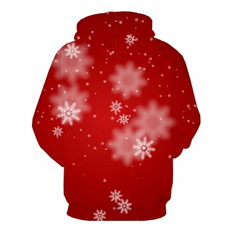 Christmas Sweatshirts men Snowflake 3d Printed Red Sweatshirt Printed New Year Hoodie Print