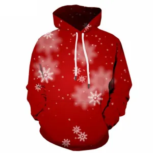 Christmas Sweatshirts men Snowflake 3d Printed Red Sweatshirt Printed New Year Hoodie Print