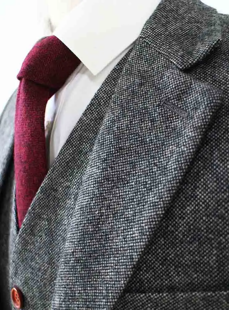 CLASSIC GREY BARLEYCORN TWEED 3 PIECE SUIT