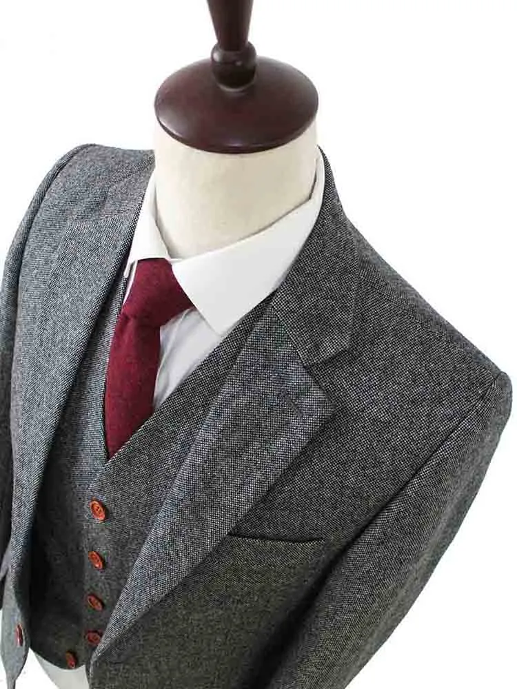 CLASSIC GREY BARLEYCORN TWEED 3 PIECE SUIT