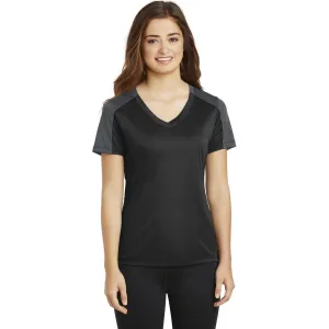 CLOSEOUT - Sport-Tek Ladies PosiCharge Competitor Sleeve-Blocked V-Neck Tee