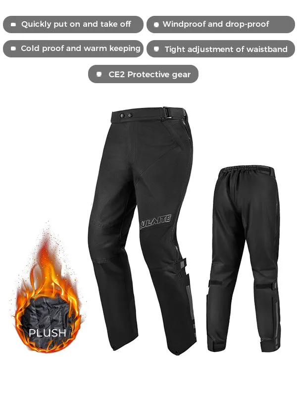 Cold Weather Outdoor Warm Motorcycle Protective Layered Outer Pants with Built-in Removable Protectors