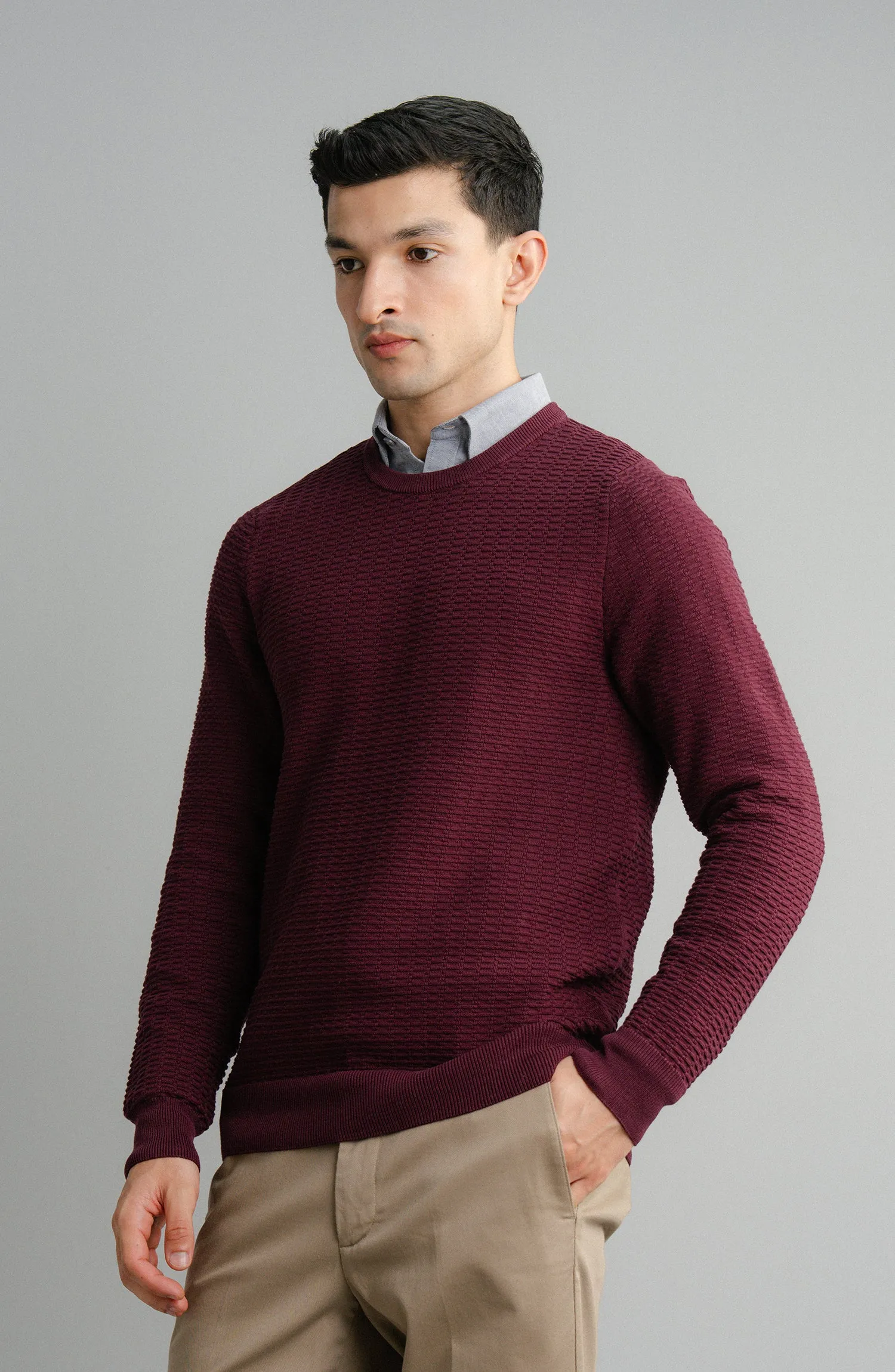 Cotton Sweater - Maroon