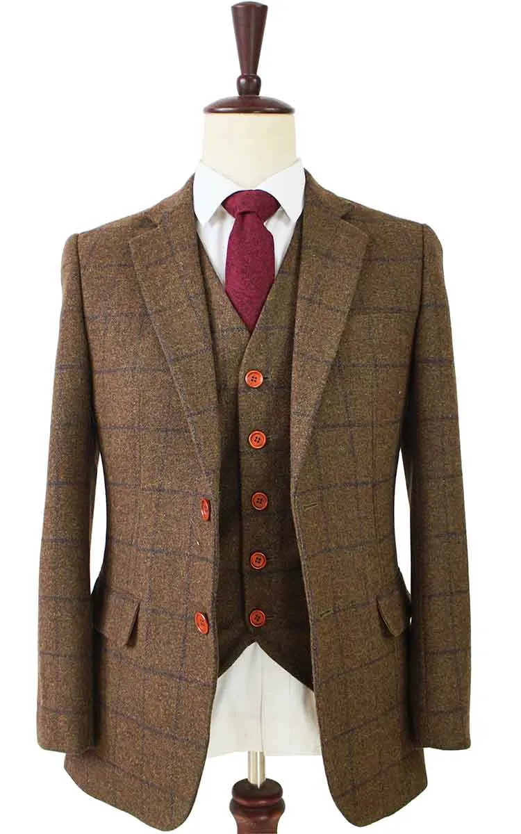 COUNTRY BROWN PLAID TWEED 2 PIECE SUIT