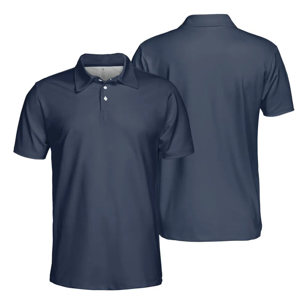 Dark Blue Polo Shirts for Men Moisture Wicking Short Sleeve Golf Shirt