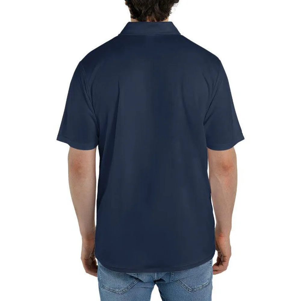 Dark Blue Polo Shirts for Men Moisture Wicking Short Sleeve Golf Shirt