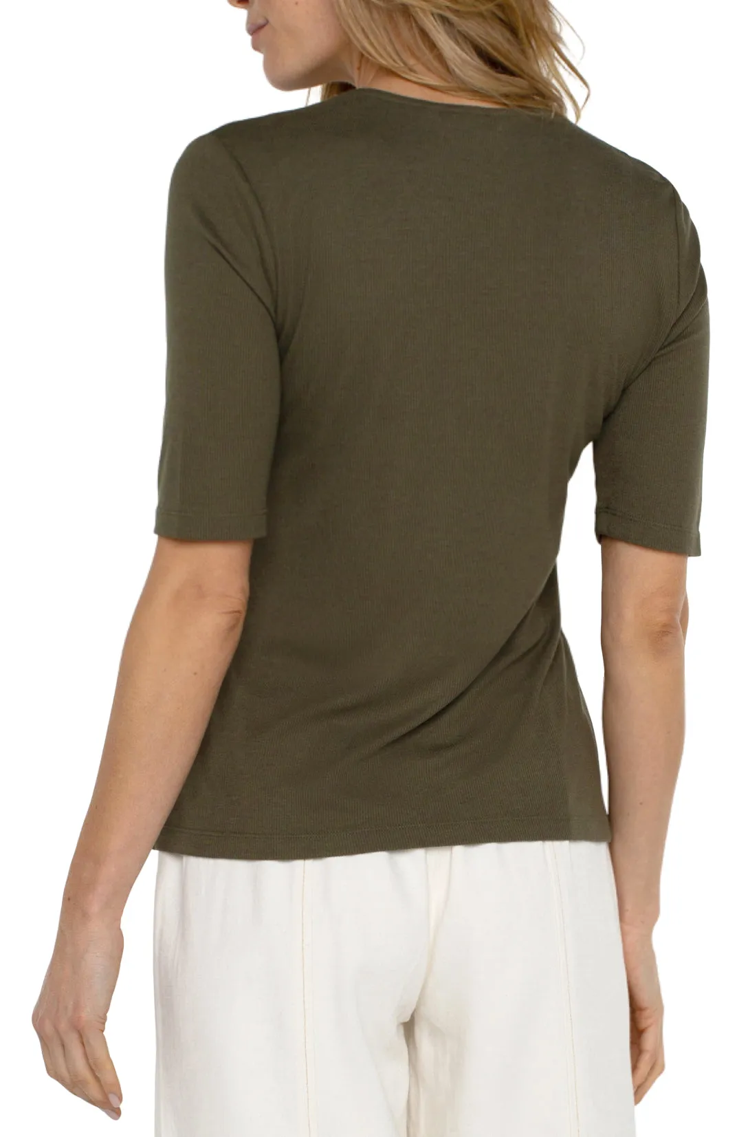 Double Layer V-Neck Top - Olive