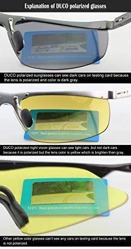 DUCO HD Anti Glare Night-vision Headlight Polarized Al-Mg Metal Frame Glasses for Driving 8125