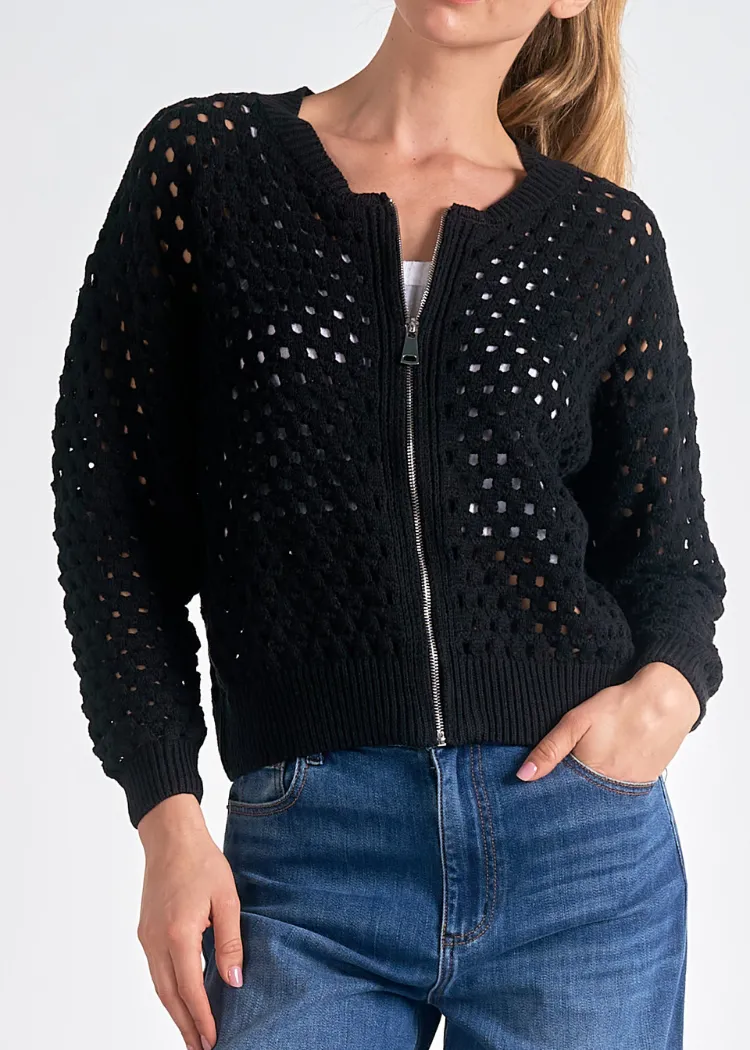 Elan Emilee Cardigan- Black