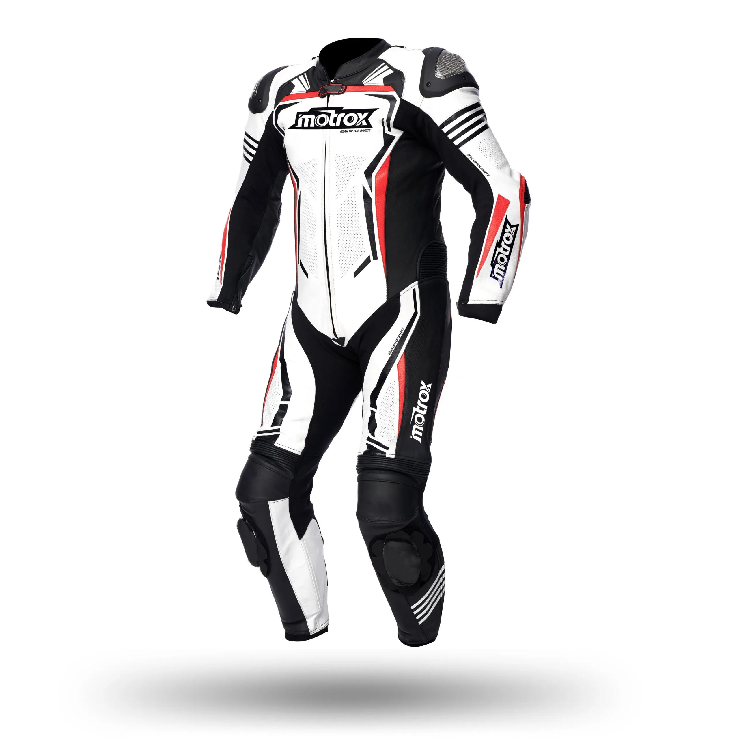 ESTORIL One-Piece motorcycle leather suit Mens White & Black