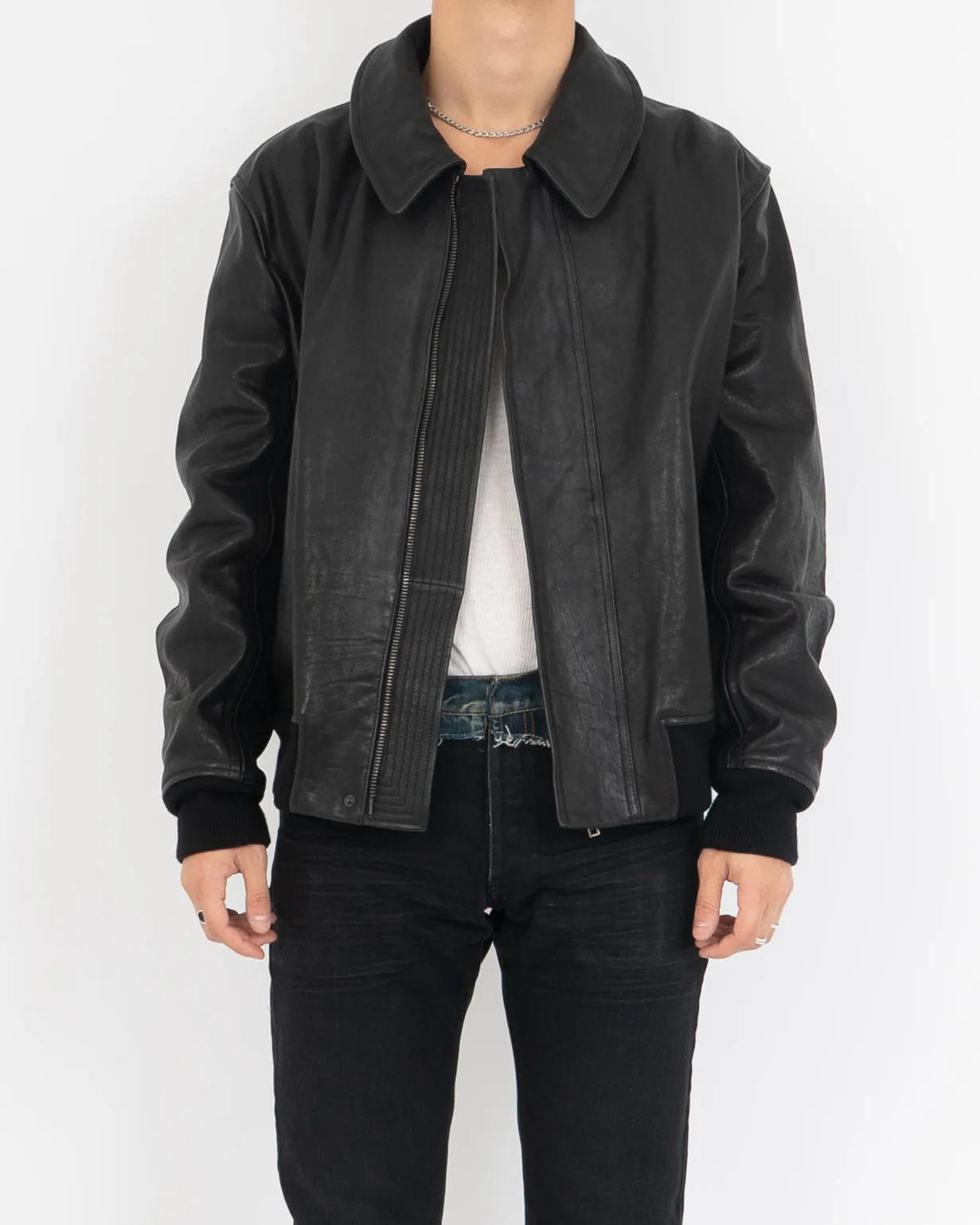 FW14 Ruspoli Leather Bomber with Python Collar