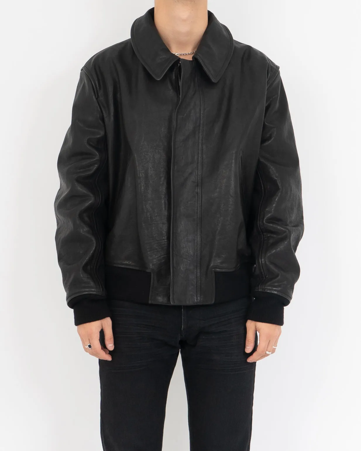 FW14 Ruspoli Leather Bomber with Python Collar