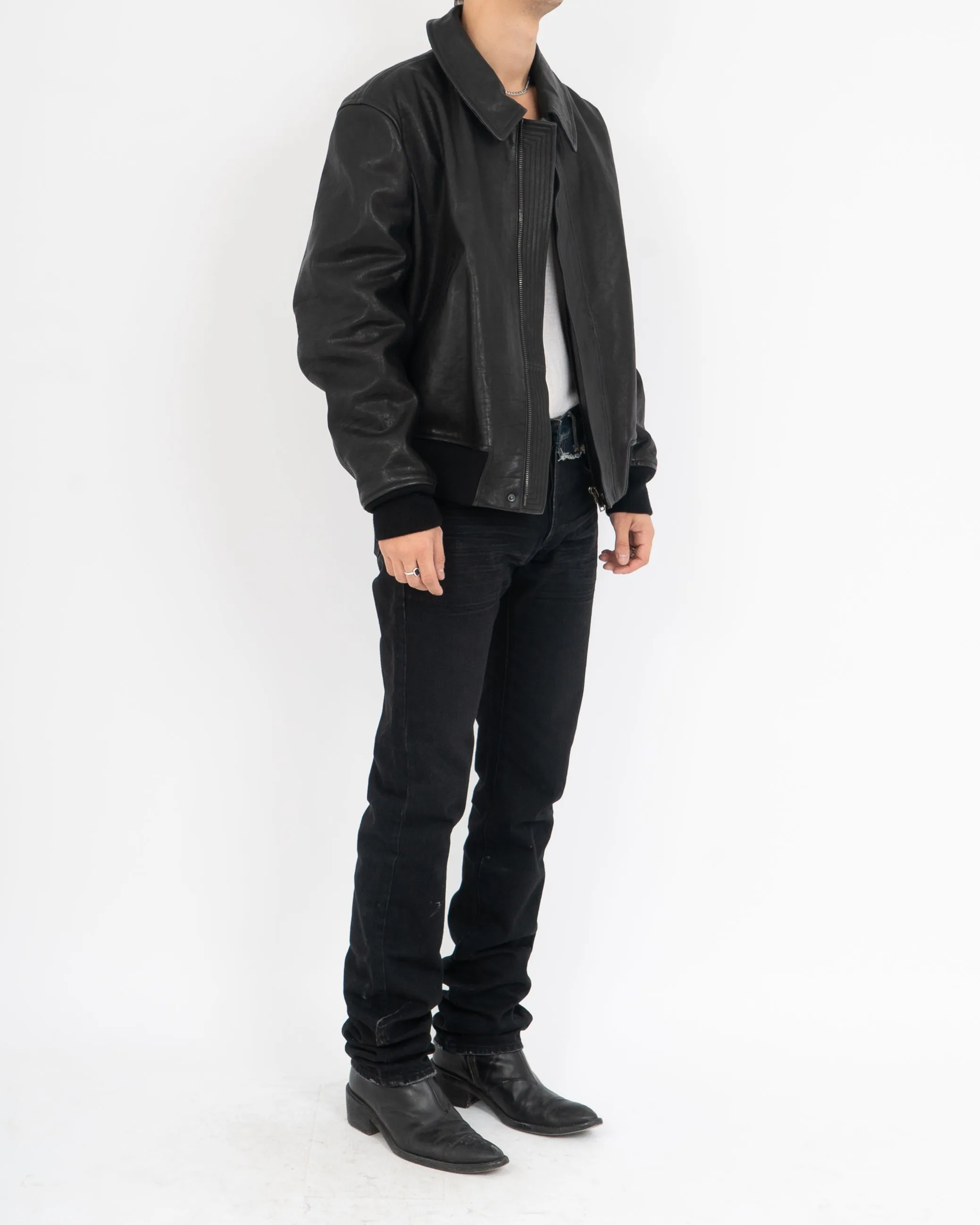 FW14 Ruspoli Leather Bomber with Python Collar