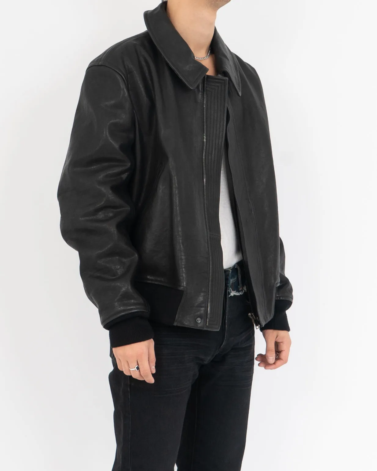 FW14 Ruspoli Leather Bomber with Python Collar