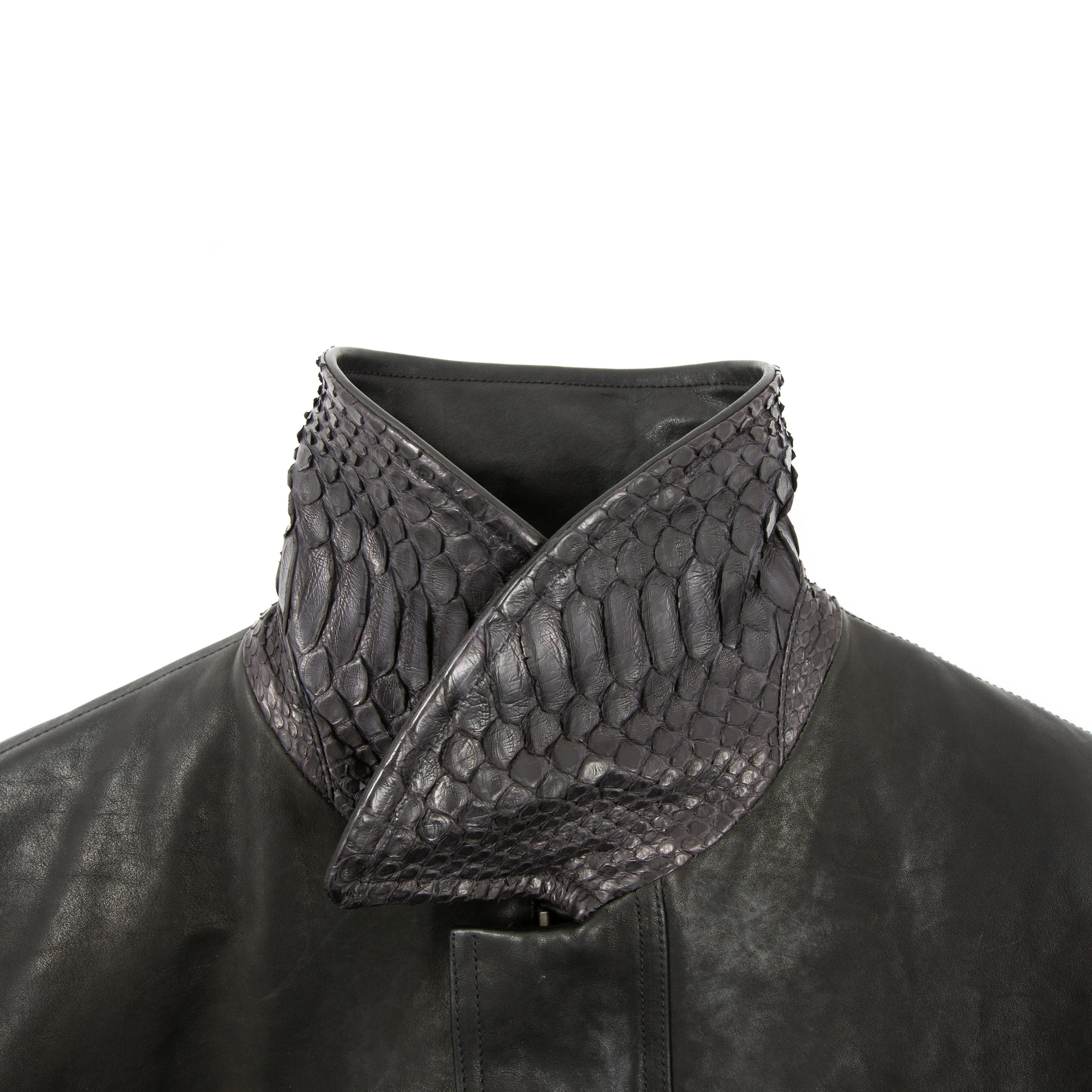 FW14 Ruspoli Leather Bomber with Python Collar