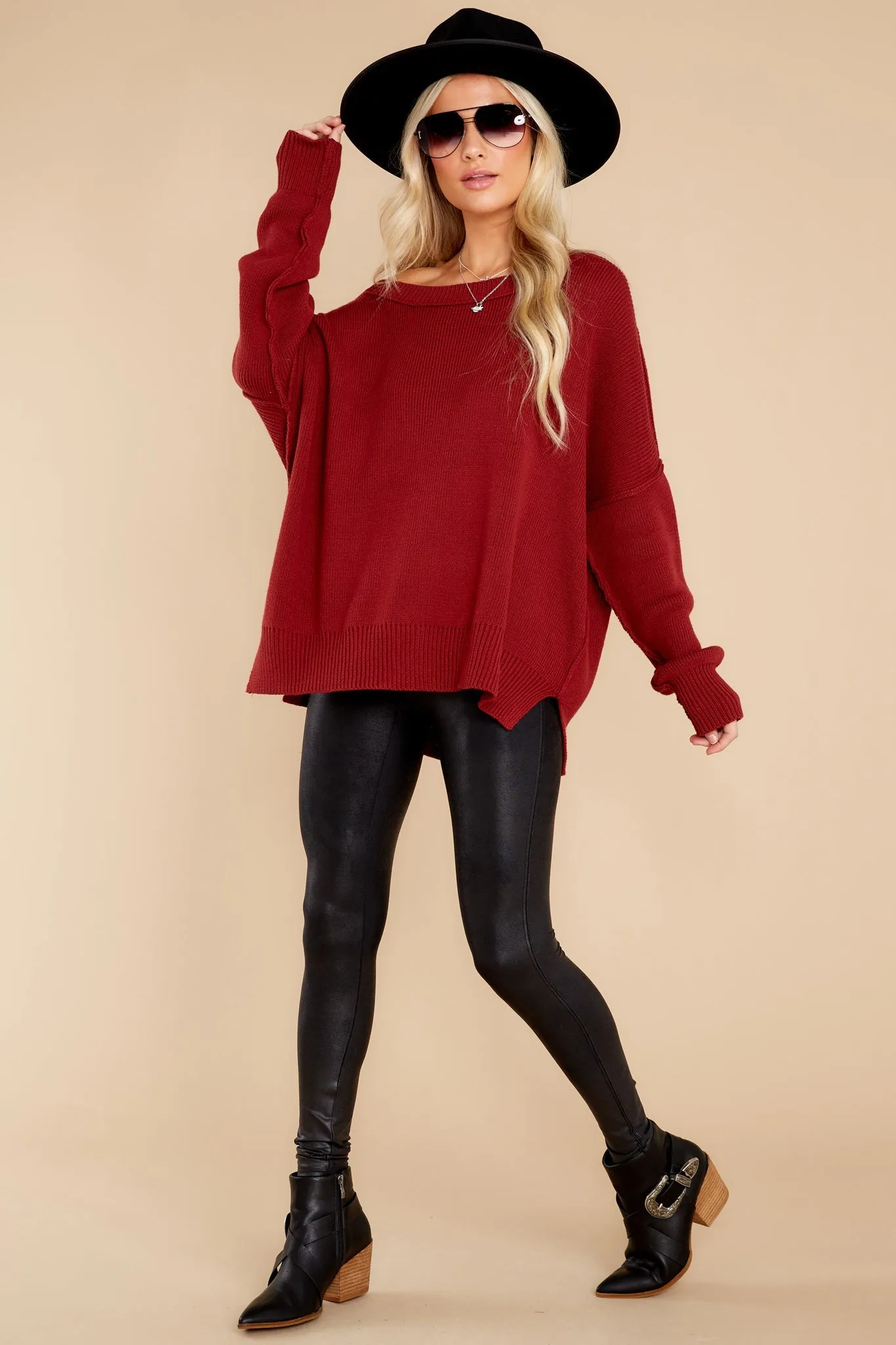 Giving Cheers Burgundy Sweater