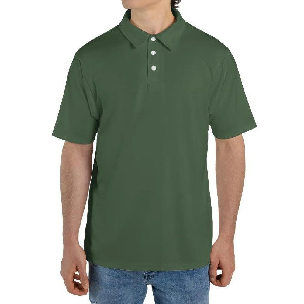 Green Polo Shirts for Men Moisture Wicking Short Sleeve Golf Shirt